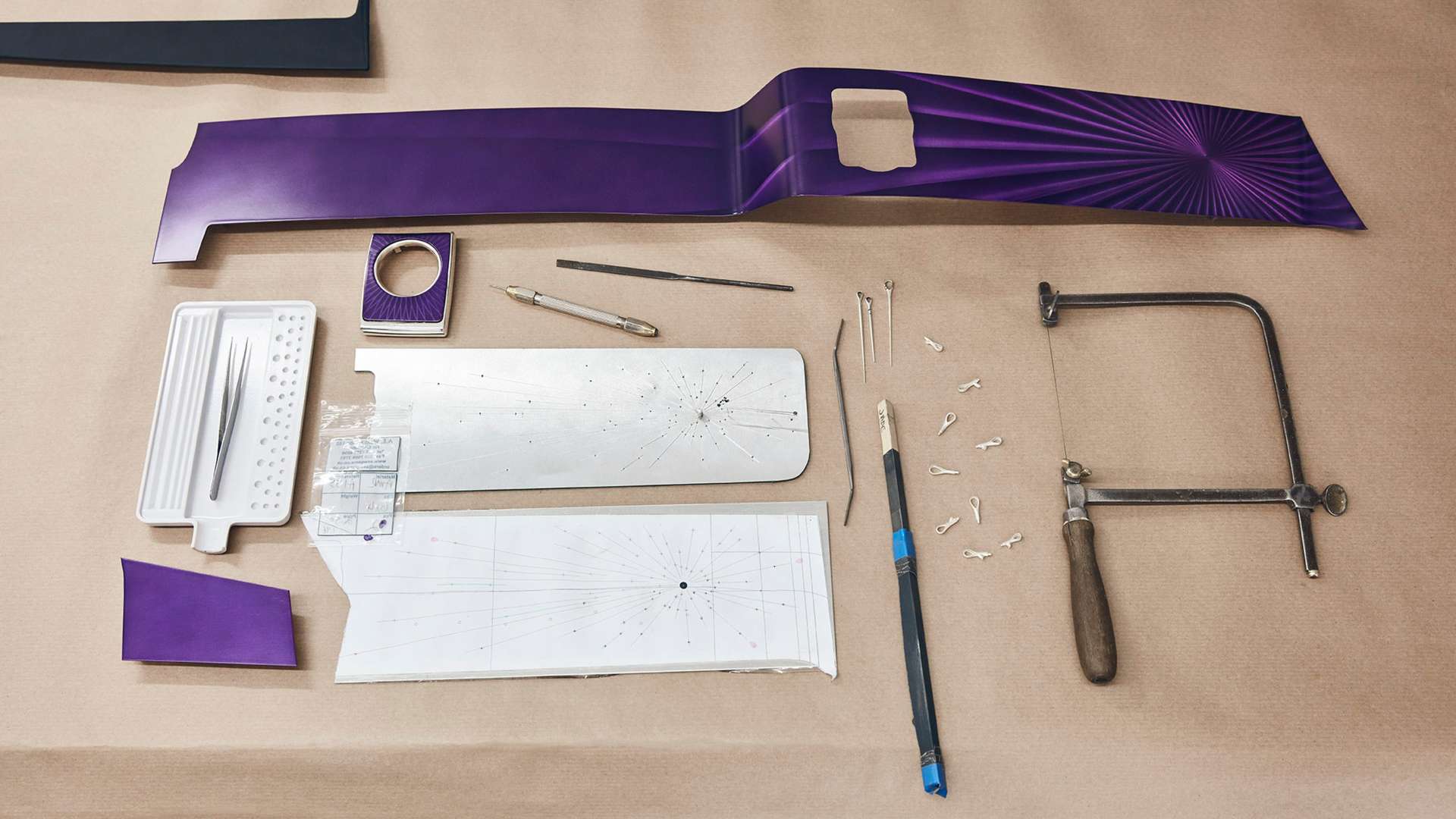 A close up of the materials used to create the Fox Silver Bespoke Phantom Gallery