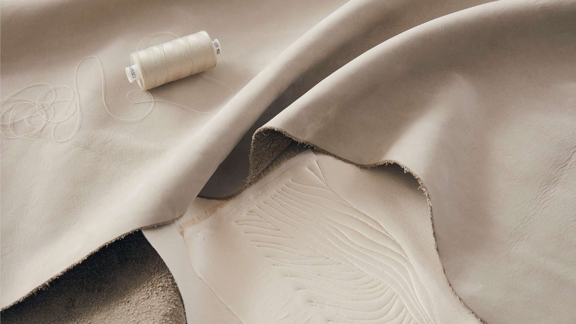 A close up of the leather used by designer Helen Ann Murrey to create a Bespoke Phantom Gallery masterpiece
