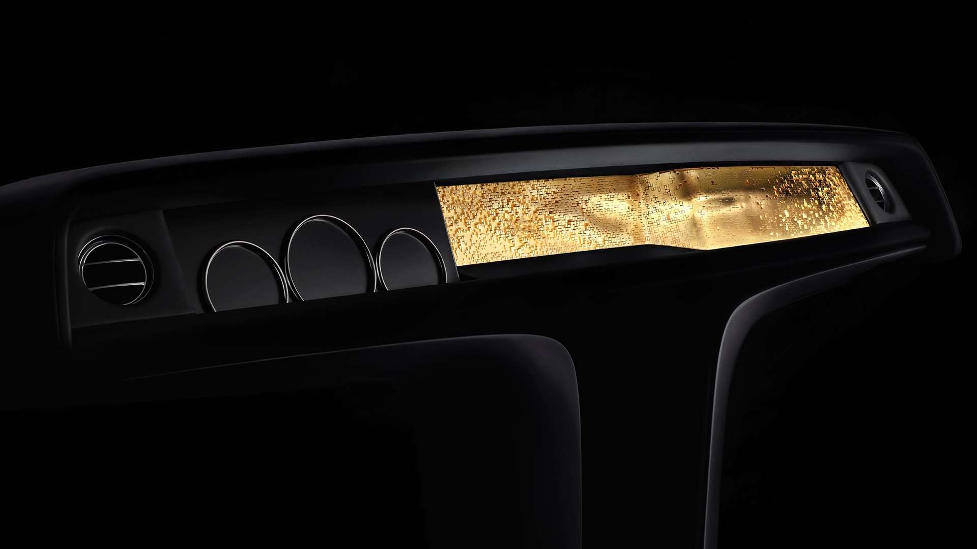 A close up of Digital Soul, a 3D printing of a Rolls-Royce customer's DNA plated in 24k gold
