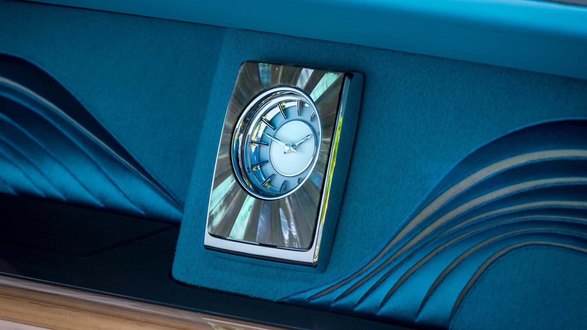 The gallery clock of a bespoke Rolls-Royce Phantom motor car