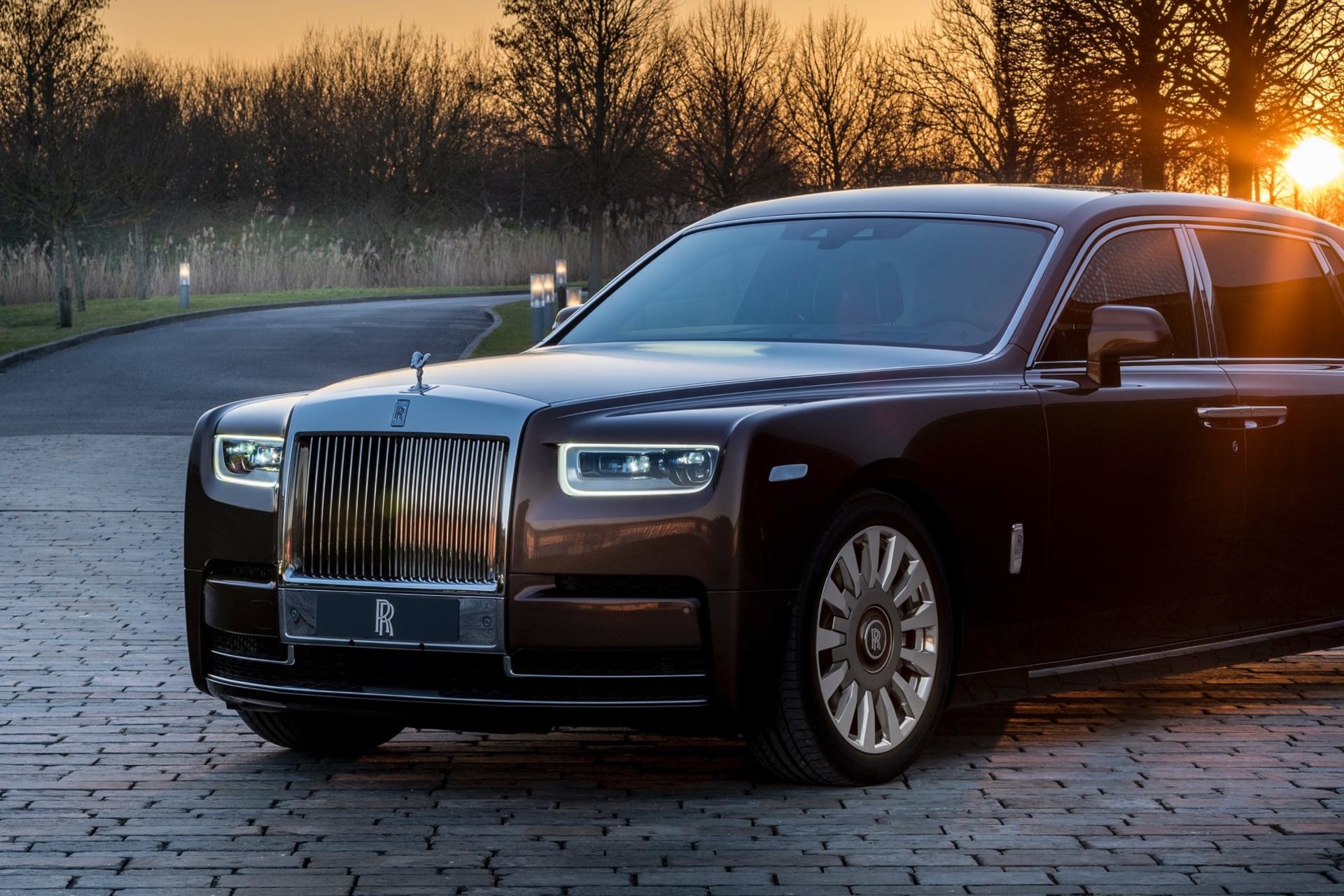 Front three quarter exterior of a Rolls-Royce Phantom motor car at the Goodwood factory.