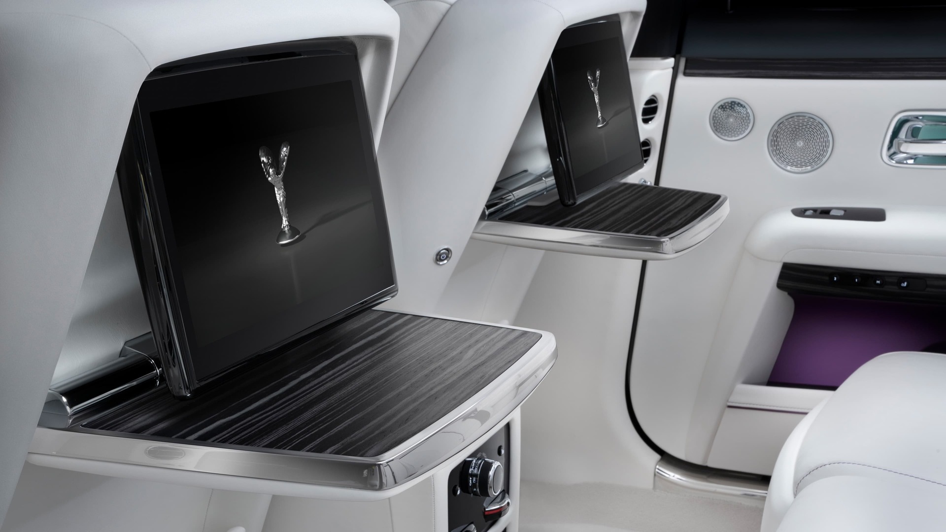 Touchscreen monitor inside Rolls-Royce Ghost motor car