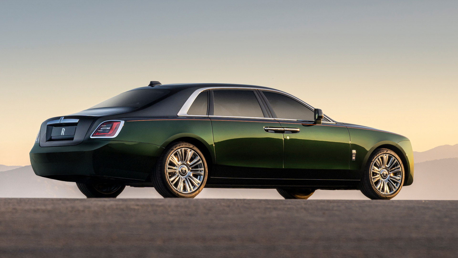 Side profile of the Green Ghost Extended parked on the tarmac