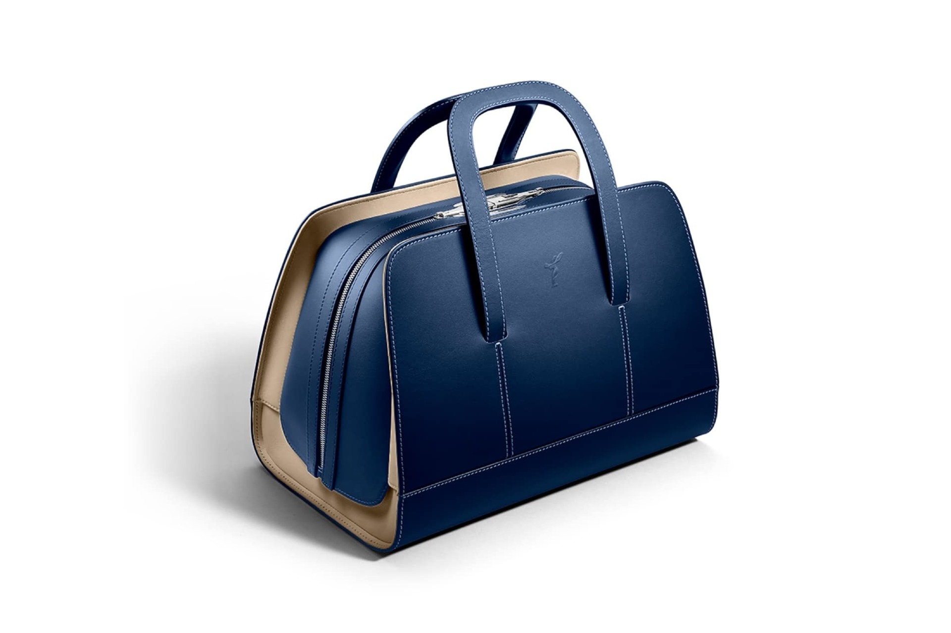 Bespoke Long Weekender from the Rolls-Royce Kinetic Luggage Collection in Cobalto Blue and Oatmeal