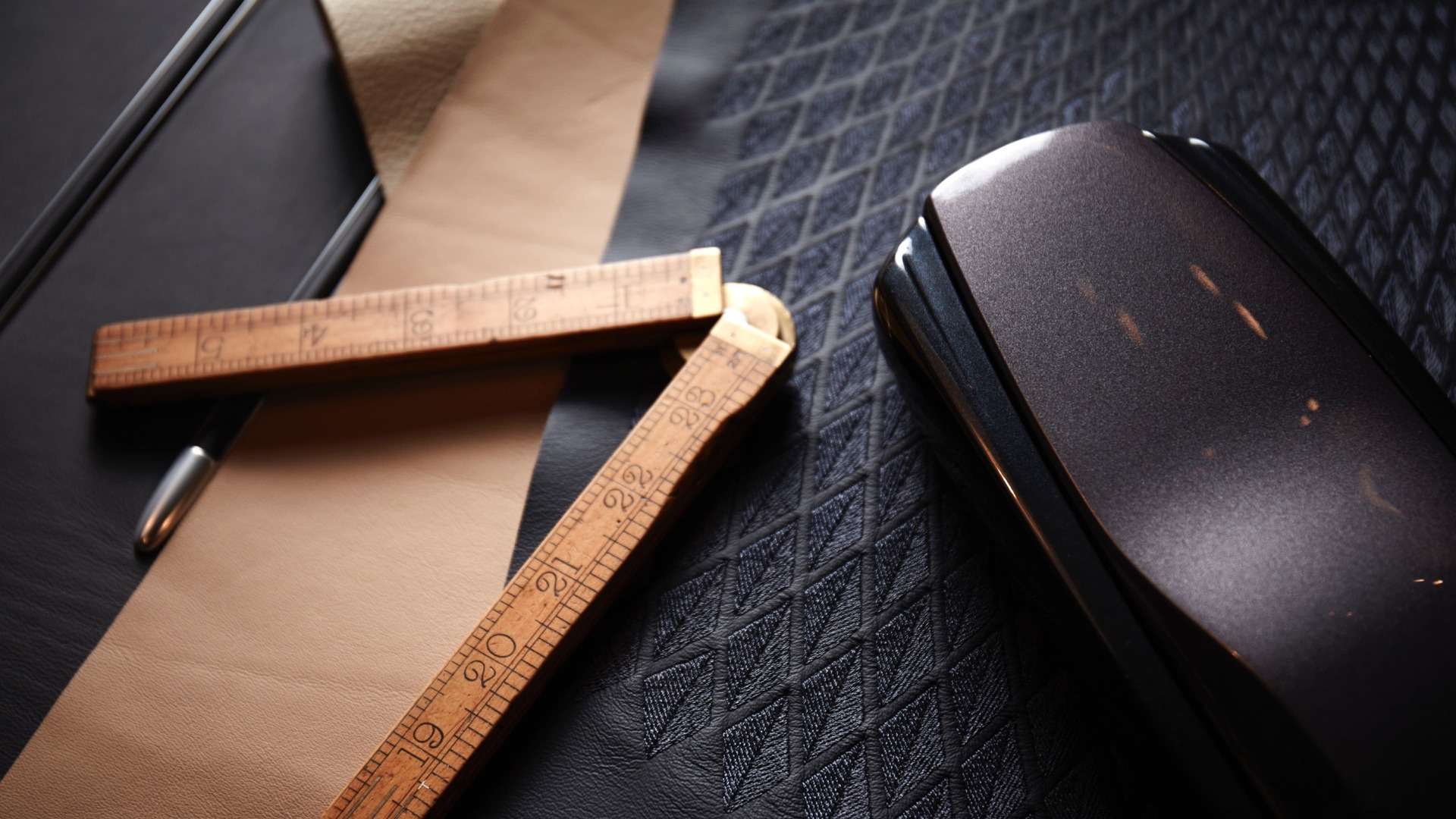 Close-up of tools used to create a bespoke Rolls-Royce motor car