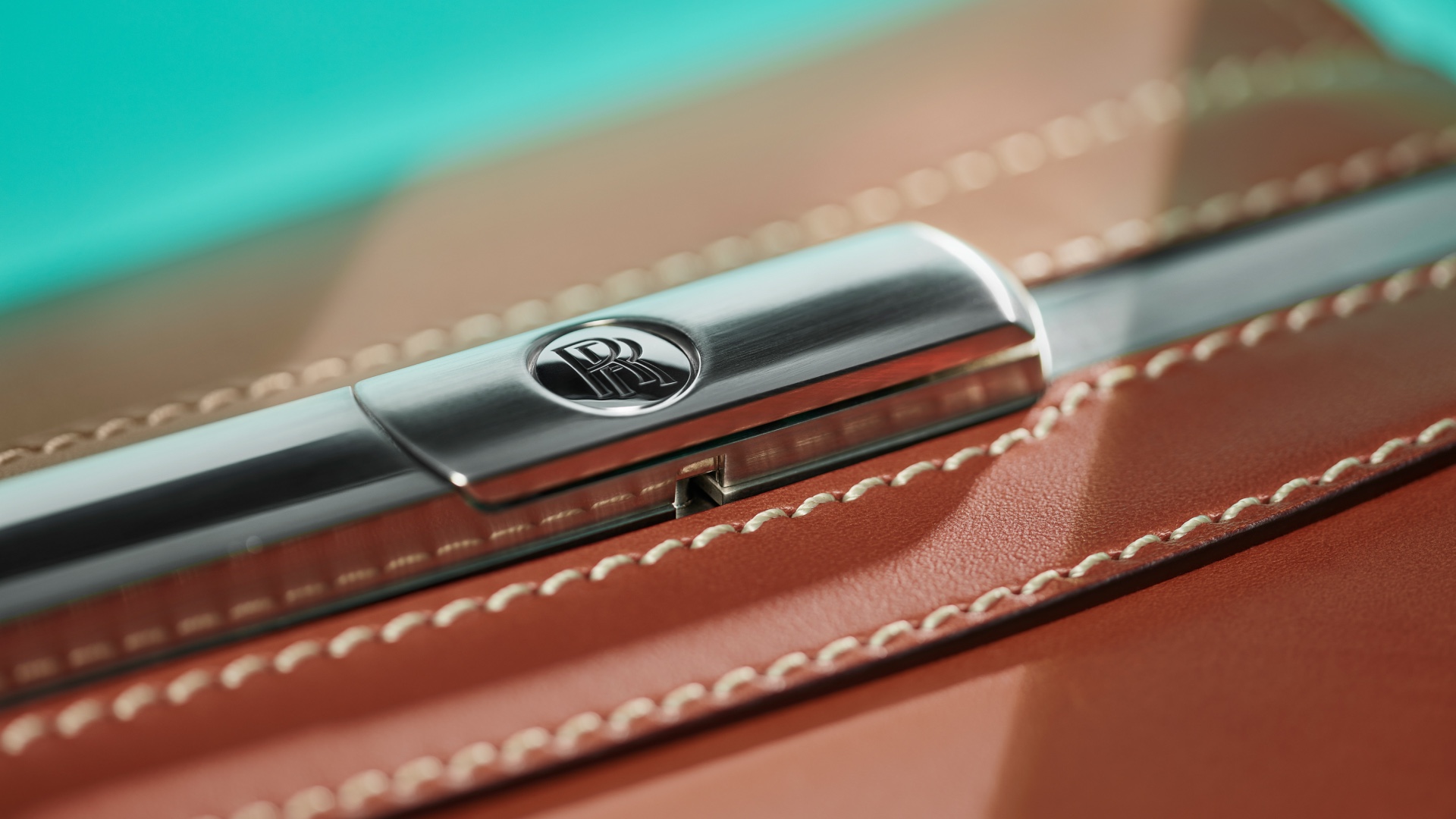 Stitching, zip and details of the Rolls-Royce Phantom Luggage collection constructed from highest quality saddle leather in tan finish