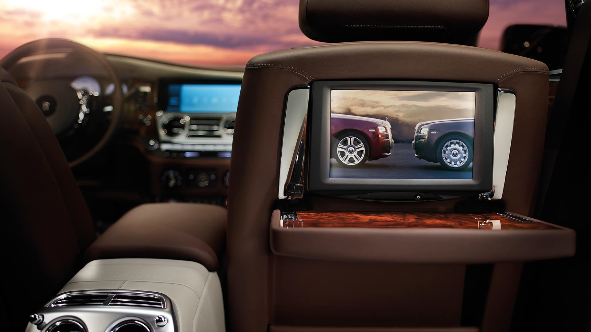 Rear passenger cabin interior detail of convenient and smart fold-out picnic table