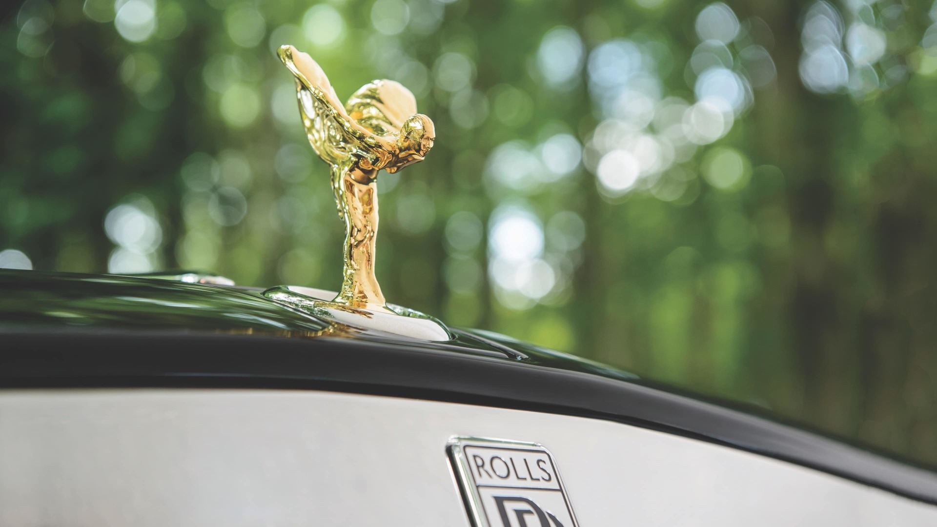24 carat gold plated Spirit of Ecstasy on Rolls-Royce motor car