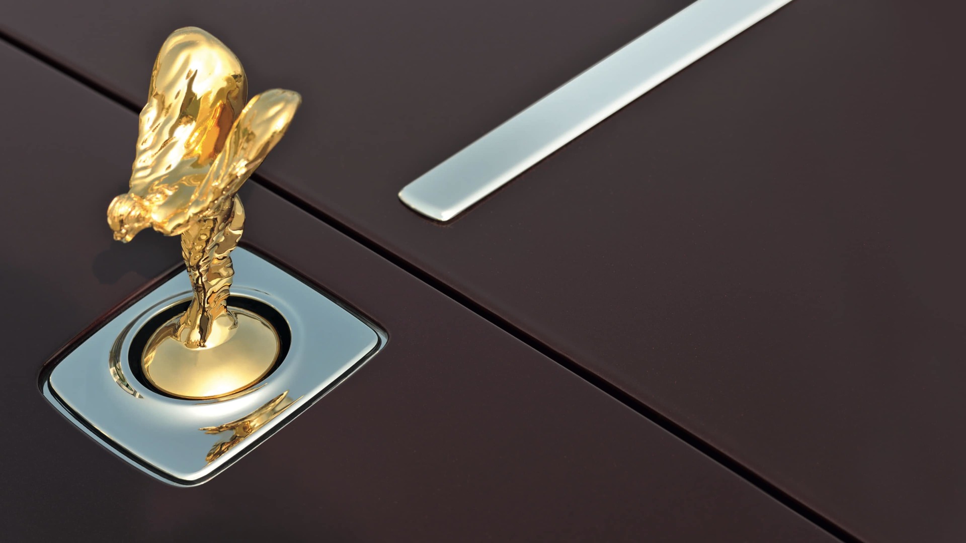 24 carat gold plated Spirit of Ecstasy on Rolls-Royce motor car