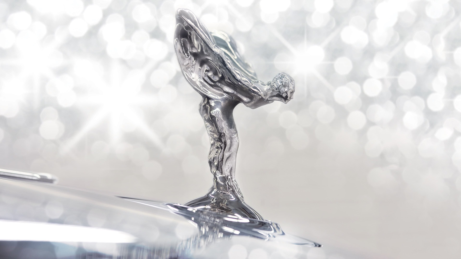 Solid sterling silver Spirit of Ecstasy on Rolls-Royce motor car