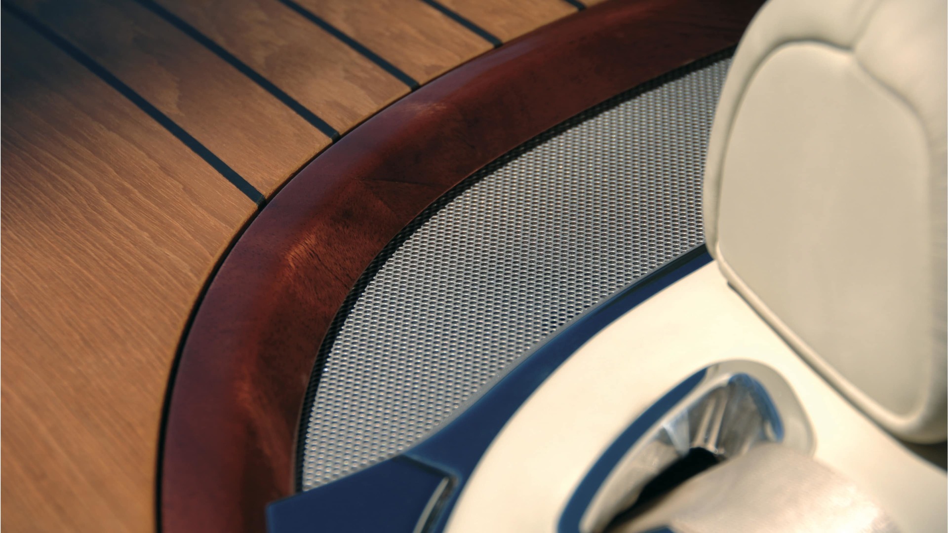 Rear Teak Decking detail on drophead coupé Rolls-Royce motor car