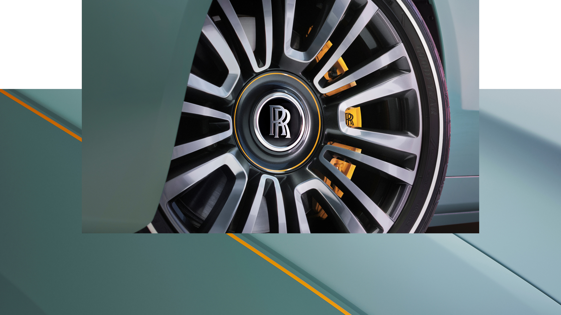 Detailed rim design of Ghost with yellow brake pads