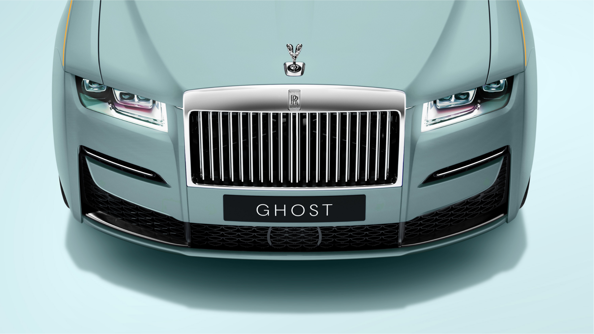 Close up of the grille on the duck egg blue Ghost