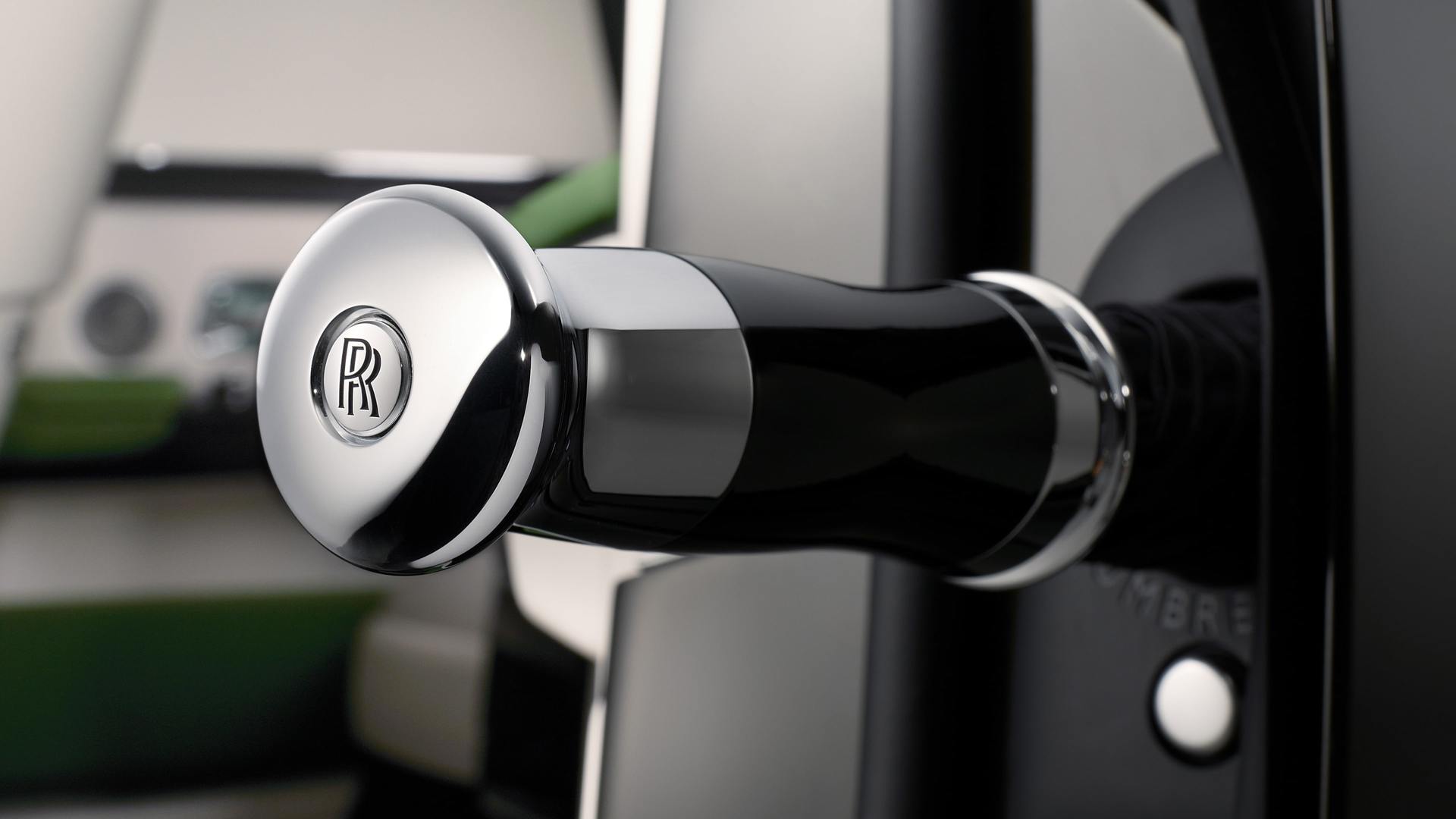 Detail of how a Rolls-Royce umbrella fits inside the door